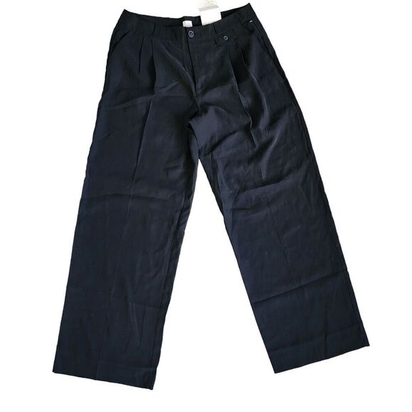 a new day Pants - A New Day Womens Black High Waist Pleated Front Wide Leg Pants Size 12 Regular